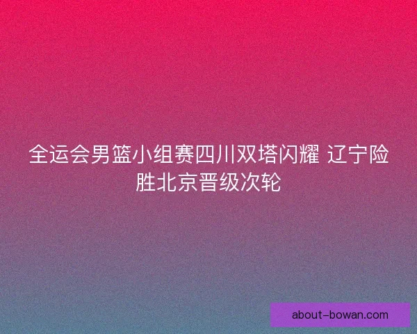 全运会男篮小组赛四川双塔闪耀 辽宁险胜北京晋级次轮
